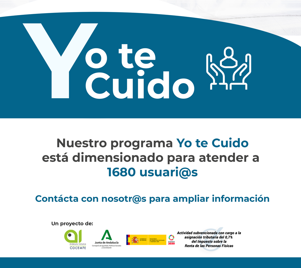 ¿Sabías que nuestro Programa “Yo te Cuido”, está dimensionado para atender a 1680 usuari@s de toda Andalucía.