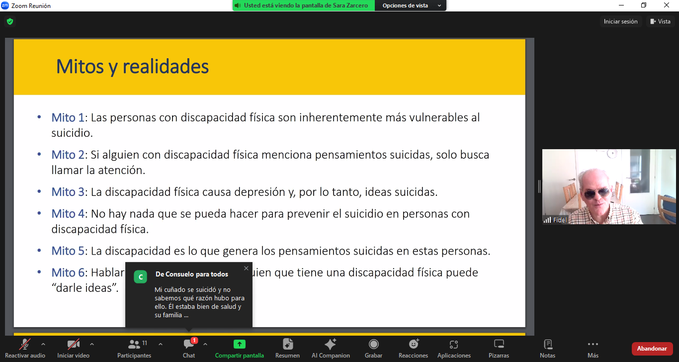Andalucía Inclusiva COCEMFE imparte un taller de prevención del suicidio en personas con discapacidad, enmarcado en el programa "Yo te Cuido"