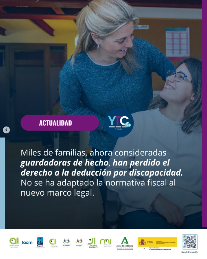 En Andalucía Inclusiva, con el programa YTC.Red apoyamos a las personas con discapacidad física y orgánica y a las personas de su entorno. Más información, más derechos.