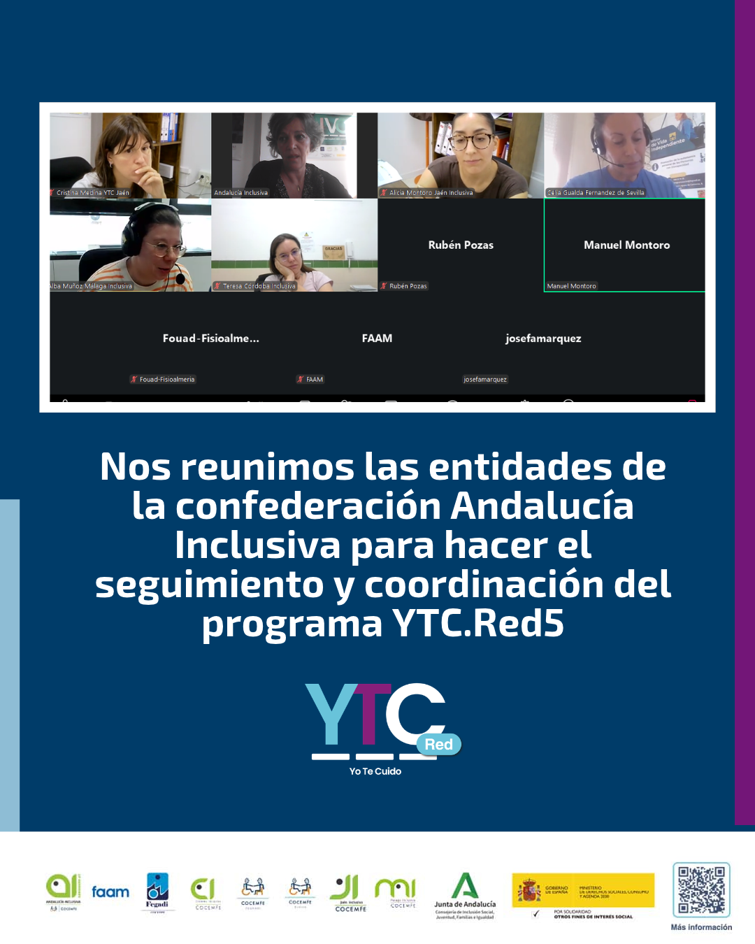  Nos reunimos las entidades de la confederación Andalucía Inclusiva para hacer el seguimiento y coordinación del programa YTC.Red5  